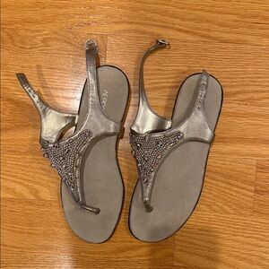 AEROSOLES Metallic Sandals with Rhinestones